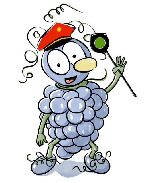 "Traubi", das Maskottchen der Erlebnisregion Südsteiermark, ist ein großer Fan der Modellbahn Deutschlandsberg. | Foto: Tourismusverband Südsteiermark/Modellbahn Deutschlandsberg