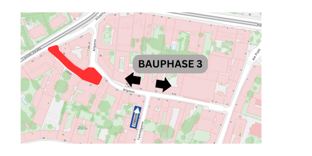 Die gesamte Umgestaltung der Altgasse dauert voraussichtlich bis Ende November 2024 an. | Foto: BV 13/BV Hietzing