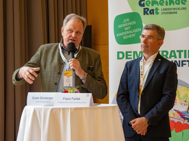 Erwin Dirnberger (Präsident des Gemeindebund Steiermark) und Franz Fartek (Abgeordneter steirischer Landtag/ Obmann der Landentwicklung)

 | Foto: Elena Königshofer