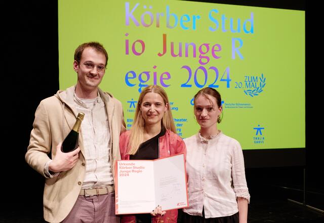 Körber Studio Junge Regie 2024 v.l.n.r. Johannes Broemmel, Giulia Giammona, Maite Dárdano | Foto: c Körber Stiftung Fabian Hammerl