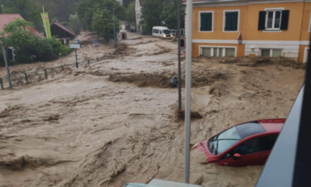 Das Ortszentrum Deutschfeistritz, ein Symbolbild der Verwüstung. | Foto: FF Friesach-Wörth