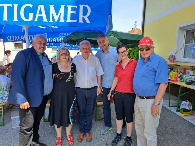 LAbg. Hermann Srienz, Obfrau Christine Hanke, Rudolf Skorjanz (Bgm. von Ruden), Martina Stern (Vizebgm.) und PVÖ-Landespräsident Karl Bodner | Foto: Privat