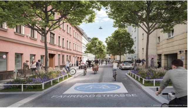 Auch grün soll die neue Radstrecke werden.  | Foto: Zoomvp.at/Mobilitätsagentur Wien