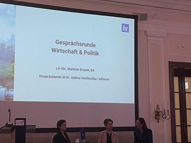 Von rechts: IV Salzburg-GF Irene Schulte, IV Vizepräsidentin Sabine Herlitschka (Infineon) und LH-Stv. in Marlene Svazek. | Foto: Emanuel Hasenauer