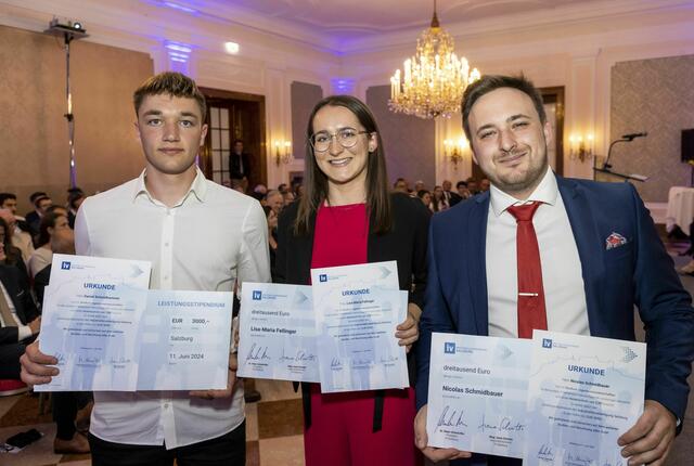 Stipendiaten der Ingenieurwissenschaften: Daniel Schmidhammer, Lisa-Maria Fellinger und Nicolas Schmidbauer. | Foto: IV Salzburg/Kolarik