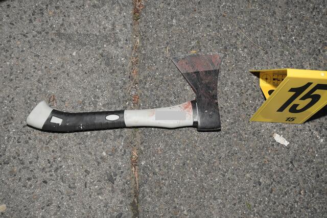 Die vermeintliche Tatwaffe, die Axt, wurde sichergestellt. | Foto: LPD Wien