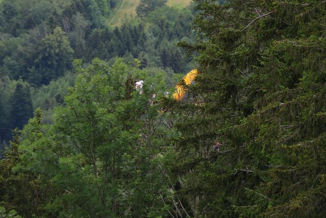 Die Höhenretter der Feuerwehr konnten den Verunfallten aus seiner misslichen Lage befreien.  | Foto: laumat.at/Matthias Lauber