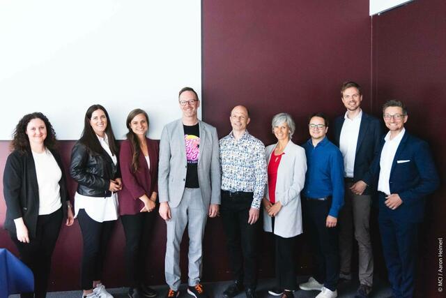 Die Jury: v.l.n.r.: Christine Pirhofer (MCI), Anita Zehrer (MCI), Lisa Spöck (Startup.Tirol), Michael Mairhofer (IV Tirol), Paul Ullmann (aws), Barbara Frick (Cemit GmbH), Johannes Waldner (MCI), Benjamin Suitner (MCI) und Michael Kraxner (MCI) | Foto: MCI / Aaron Heimerl