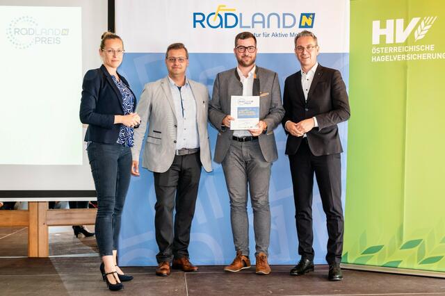 v.l.n.r.:, S. Hauptmann (Radland); N. Steinberg (Schweiggers); A. Wimmer (Kleinregion Südliches Weinviertel); M. Winkler (Hagelversicherung) | Foto: Michael Kofler