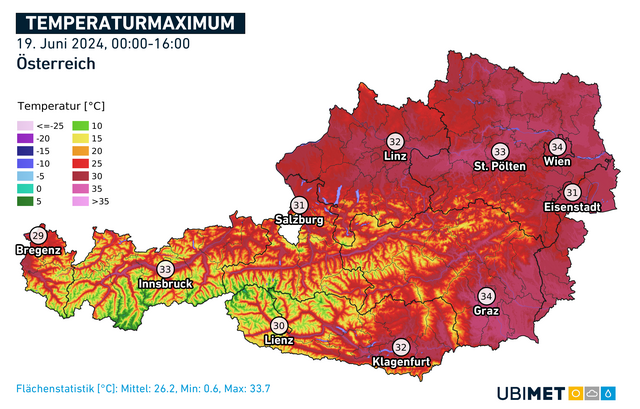 Bis zu 34 Grad waren es am Mittwoch. | Foto: Ubimet