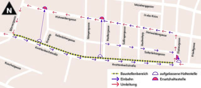 Die Krottenbachstraße, von Flotowgasse und Börnergasse für den Fahrzeugverkehr als Einbahn geführt. Auch die Saileräckergasse wird zur Einbahn.  | Foto: BV19