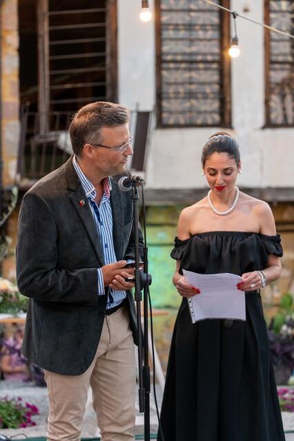 Rede Matthias Laurenz Gräff (mit Zoe Gioldasi, Co-Veranstalter) | Foto: Stelios Vamvakos / Maria Tsaroucha