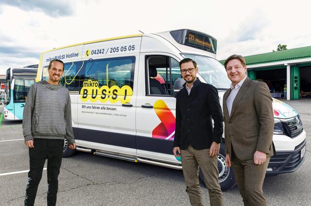 Präsentation Mikro-BUS:SI
Bürgermeister Günther Albel, Kärntens Mobilitätsreferent Landesrat Sebastian Schuschnig und Villachs Mobilitätsreferent Stadtrat Sascha Jabali Adeh (von rechts) | Foto: Fotomontage/Stadt Villach: Fotos Olga Bereslavskaya und Karin Wernig