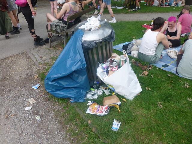 Abfalltechnische Impressionen vom Parkfest, das im Grazer Volksgartenpark, den Schlusspunkt vom ,Pride Month 2024" in der Ökostadt Graz setzte.