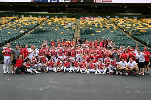 Am 30. Juni fand trafen bei der American Football IFAF Weltmeisterschaft das österreichische U20-Nationalteam und das Team USA aufeinander. Die Österreicher holen erstmals Bronze und schlagen USA mit 32:25. | Foto: Raiders Tirol/Stefan Pirer (via Facebook)