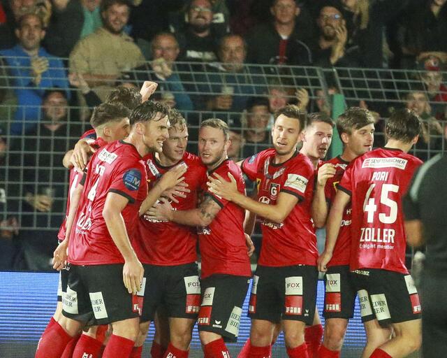 Zweimal durften die Kicker der Union Raiffeisen Gurten 2023 beim Cup-Schlager gegen Rapid Wien über ein Tor jubeln. | Foto: Alois Furtner/Union Gurten