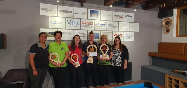 Die Preisträgerinnen v.l.nr. Marion Dressel (Vorarlberg), Marion Winkler (BC Saustall Fieberbrunn), die Siegerin Simone Künzl aus Baden Württemberg und Nadine Ederl aus Niederösterreich | Foto: BC Saustall Fieberbrunn