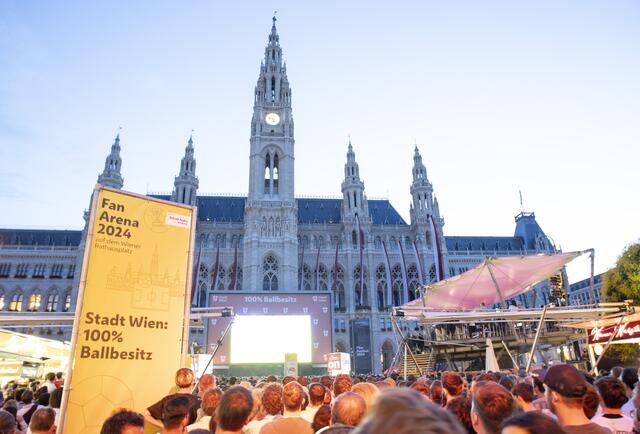 Im Rahmen eines Österreich-Matches wurde eine 16-Jährige von zwei Männern am Areal des Public Viewings am Wiener Rathausplatz vergewaltigt. (Archiv) | Foto: TOBIAS STEINMAURER / APA / picturedesk.com