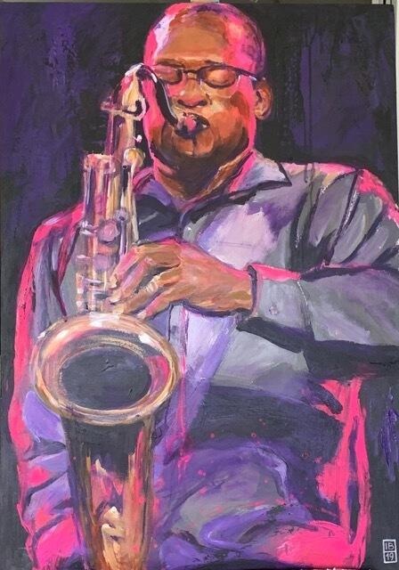 Bei Irene Bernatzky steht bei ihrer Malerei der Mensch im Mittelpunkt. Besonders fasziniert sie die physische Ausdrucksform, die Bewegung, die Gestik und Mimik, wie hier zu sehen bei einem ihrer Jazzbilder. | Foto: Bernatzky