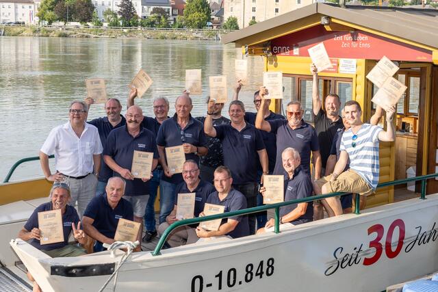Die Radfähre Ennsegg feiert heuer Jubiläum – seit 30 Jahren verbindet sie Enns, Mauthausen und St. Pantaleon-Erla. | Foto: Team Fotokerschi.at/Draxler