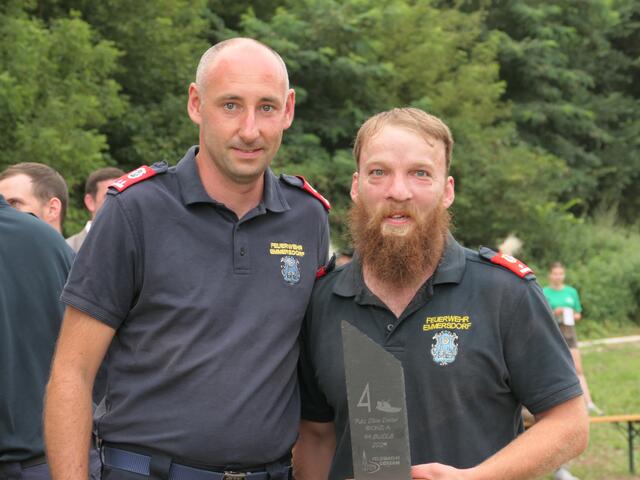 Beim 44. Bezirkswasserdienstleistungsbewerb des Bezirksfeuerwehrkommandos Melk in Gossam.
Harald Himmelbauer und Michael Frank  | Foto: Gerlinde Siebenhandl
