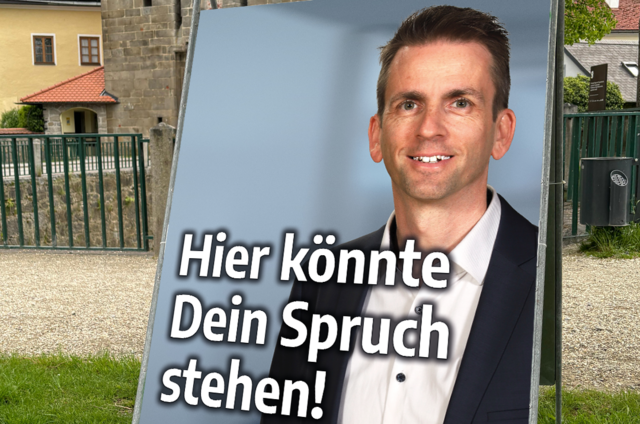 Das Wahlplakat von Harald Schuh wartet auf einen passenden Spruch. | Foto: FPÖ Freistadt