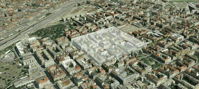 Der Bereich des Favoritner Supergrätzls aus der Vogelperspektive. Der helle Bereich wird derzeit umgestaltet. | Foto: MA 19 7, MA 41/Stadt Wien