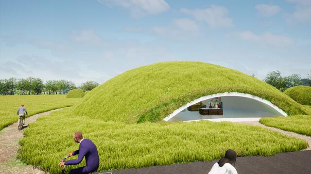 So soll das begehbare Hügelgrab aussehen. Im Inneren ist ein archäologischer Multimedia-Raum geplant. | Foto: Woschitz Engineering
