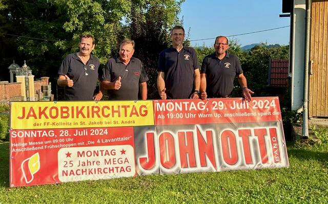 Von rechts: Gerhard Petschenig (Kameradschaftsführer und Bezirkskameradschaftsführer), Stefan Kügele (Kassier), Josef Kaufmann (Kommandant), Magnus Semmler (Bezirksfeuerwehrkommandant- Stv.) 