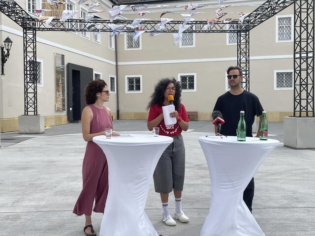 Lorena Moreno Vera, Mariana Castillo Deball und Tarun Kade. | Foto: Franziska Stritzl