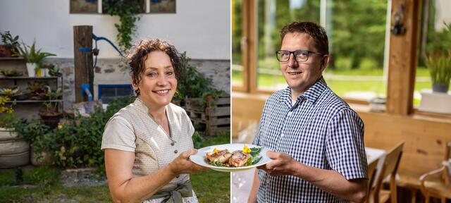 Kräuterwirtin Gerda Stocker trifft Marco Auer. | Foto: Wiener Alpen/Fülöp