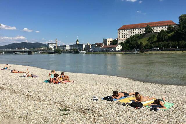 Der Donaustrand in Alturfahr liegt mitten in der Stadt und lädt zum Sprung in die kühle Donau ein. | Foto: Linz Tourismus