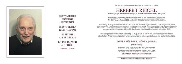 Herbert Reichl, Ried, verstorben am 4. August, im 80. Lebensjahr.  | Foto: Reichl