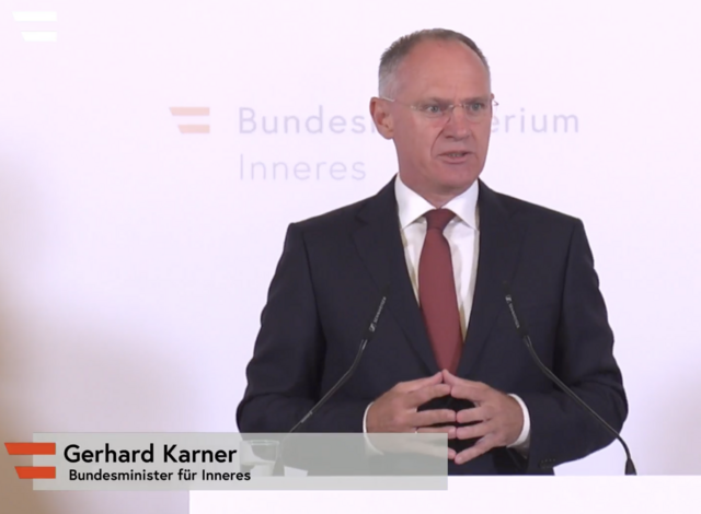 Innenminister Gerhard Karner. | Foto: screenshot PK: MeinBezirk
