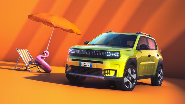 Der Fiat Grande Panda eröffnet die neue globale Fiat-Familie, die vollständig elektrifiziert sein wird und bis 2027 jedes Jahr ein neues Modell präsentiert.