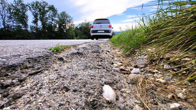 Opfer der Verkehrslawine: Auf dieses "Bankett" des Güterwegs Derntlgraben auszuweichen ist nicht ratsam. | Foto: Eckhart Herbe