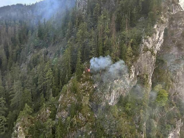 Ein Blitzschlag dürfte den Waldbrand im Gesäuse ausgelöst haben. | Foto: FF Aigen im Ennstal