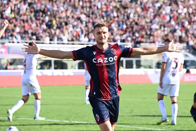 Stefan Posch jubelte mit Bologna über die Champions-League-Quali. | Foto: GEPA pictures