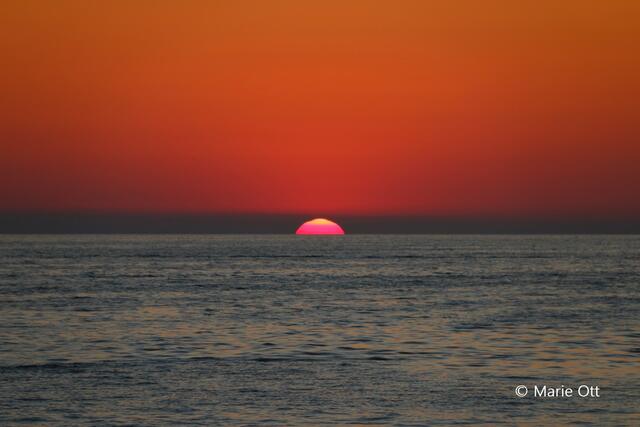 Blutroter Sonnenuntergang am Meer
