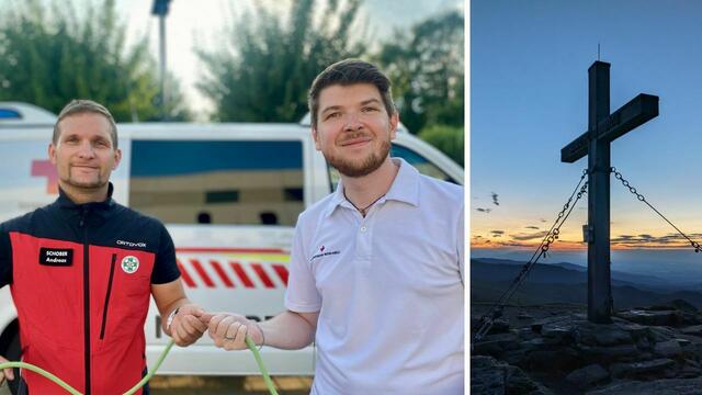  Ziehen am einen Strang: Die Bergrettung St. Andrä, vertreten durch Andreas Schober, und das Rote Kreuz Wolfsberg mit Bezirkstellenleiter-Stv. Markus Monsberger.  | Foto: Privat