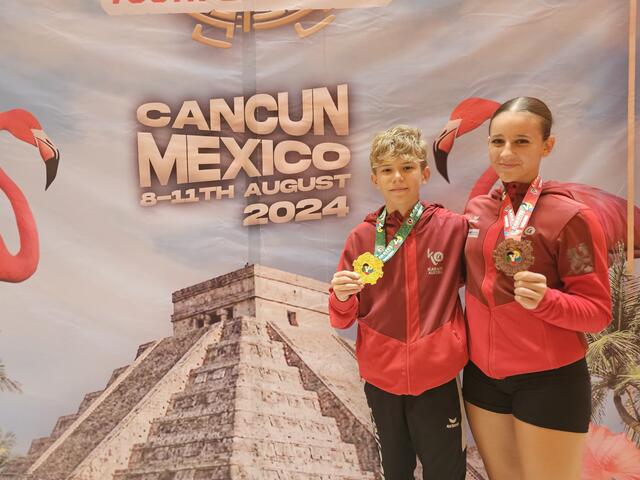 Emil Zadina und Tamara Lehner holten Edelmetall in Mexiko. | Foto: Frieways Karateklub