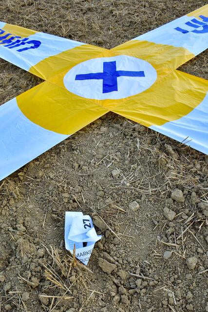 Zielkreuz mit Marker von Pilot Maximilian Vormberge (LU)