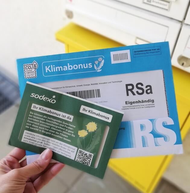 Wer den Klimabonus nicht direkt überwiesen bekommt, erhält ihn per RSa-Brief. | Foto: Sodexo