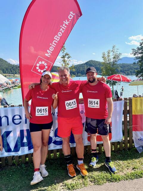 Das "MeinBezirk"-Laufteam beim Klopeiner See Volkslauf (von links): Astrid Siebert aus St. Veit an der Glan, Gerhard Gruber aus Völkermarkt und Gernot Gronald aus Feldkirchen | Foto: RegionalMedien