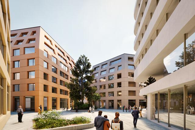 Innenbereich mit Blick über den Stadtplatz Richtung Westen.  | Foto: archivisu, Architekturbüros Hohensinn und Haselsberger