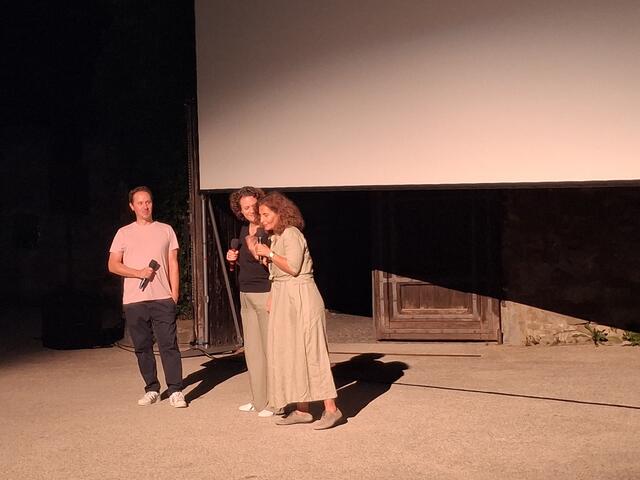 Andreas Kössl, Obmann Verein Filmzuckerl mit Regisseurin Kat Rohrer und Darstellerin Proschat Madani