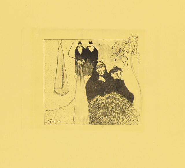 Paul Gauguin Die alten Jungfern in Arles, 1889 Suite Volpini Zinkografie auf gelbem Velinpapier 19,2 x 20,8 cm (Bildmaß) | Foto: Albertina, Wien