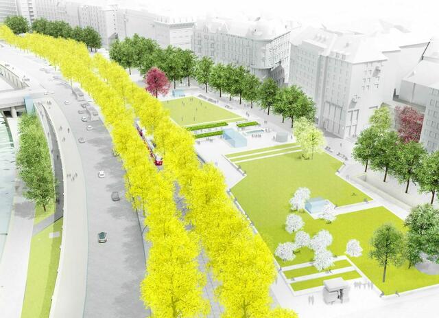 So hätte der Schwedenplatz laut Architekturbüro "realgrün" aussehen können. | Foto: realgrün