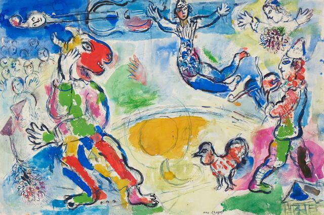 Marc Chagall
Der große Zirkus, 1970
68 x 101 cm, Bleistift und Gouache | Foto: ALBERTINA, Wien – Sammlung Batliner