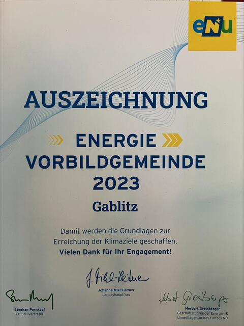 So sieht die Auszeichnung aus. | Foto: Gemeinde Gablitz